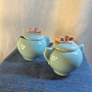 Vintage Blue Ceramic‎ Sugar and Creamer Set